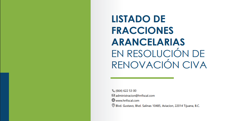 Lista de clasificaciones arancelarias en la resolución de renovación de CIVA